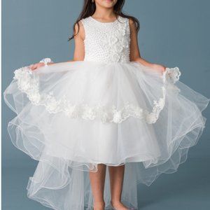 Wedding Flower Girl Dress, Size 120 (White)